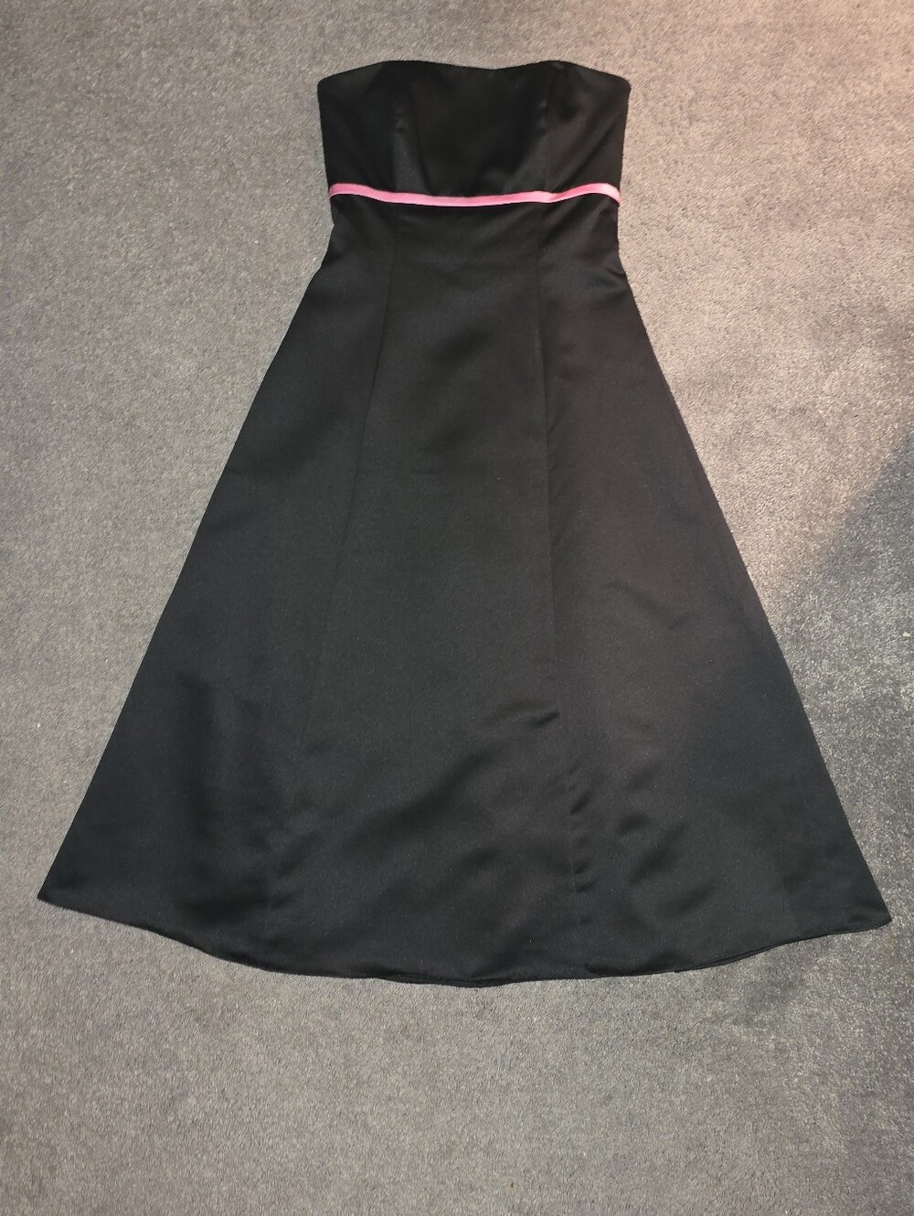 Black Strapless A-Line Dress with Pink Trim